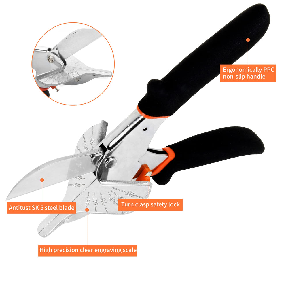 GARTOL Quarter Round Cutter - 45°-135° Adjustable Miter Shears with 2 Replacement Blades