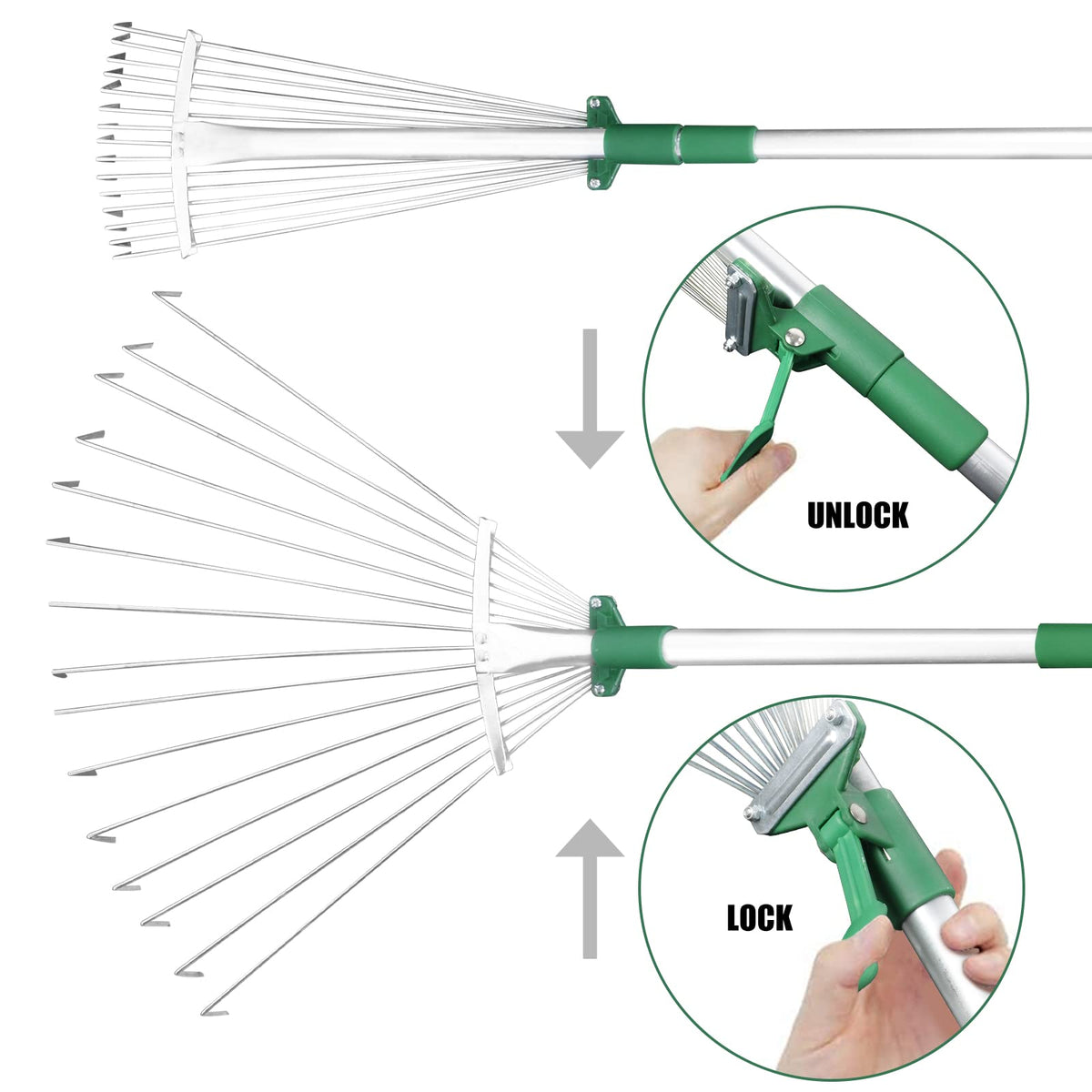 Adjustable Garden Leaf Rake-GARTOL