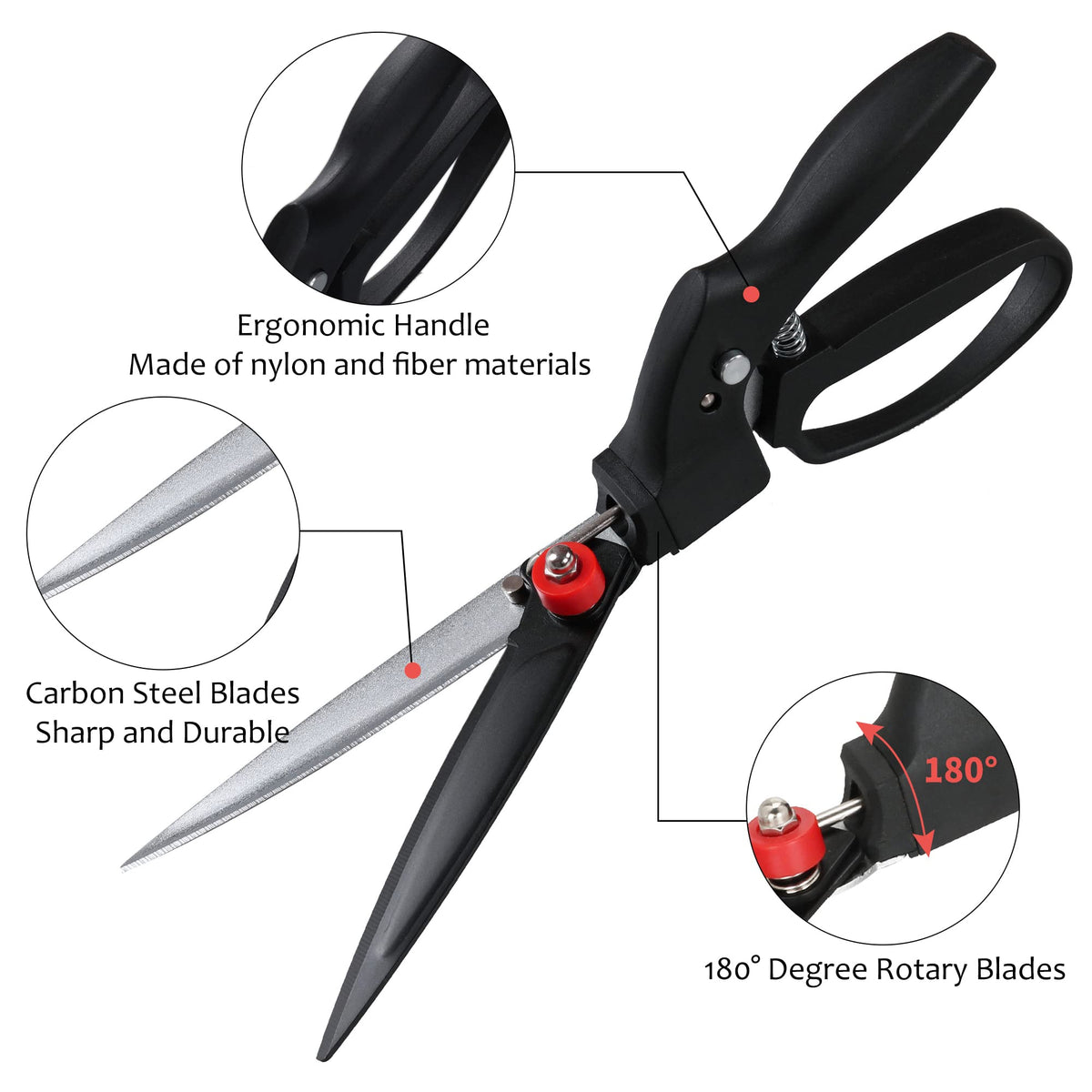 Grass Shears with180 Degrees Rotating Cutter Head-GARTOL